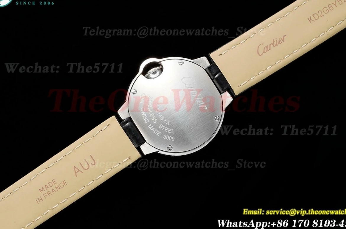 28mm SS Cartier Bleu De AF White Ballon LE Quartz Dia 1223